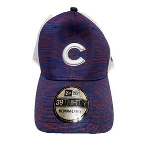 CHICAGO CUBS NEW ERA 39 THIRTY BLUE RED WHITE MEDIUM LARGE MENS MESH STRETCH HAT
